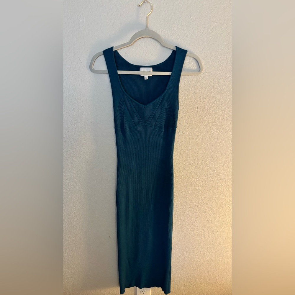 Olive & Oak Teal Ribbed Midi Dress